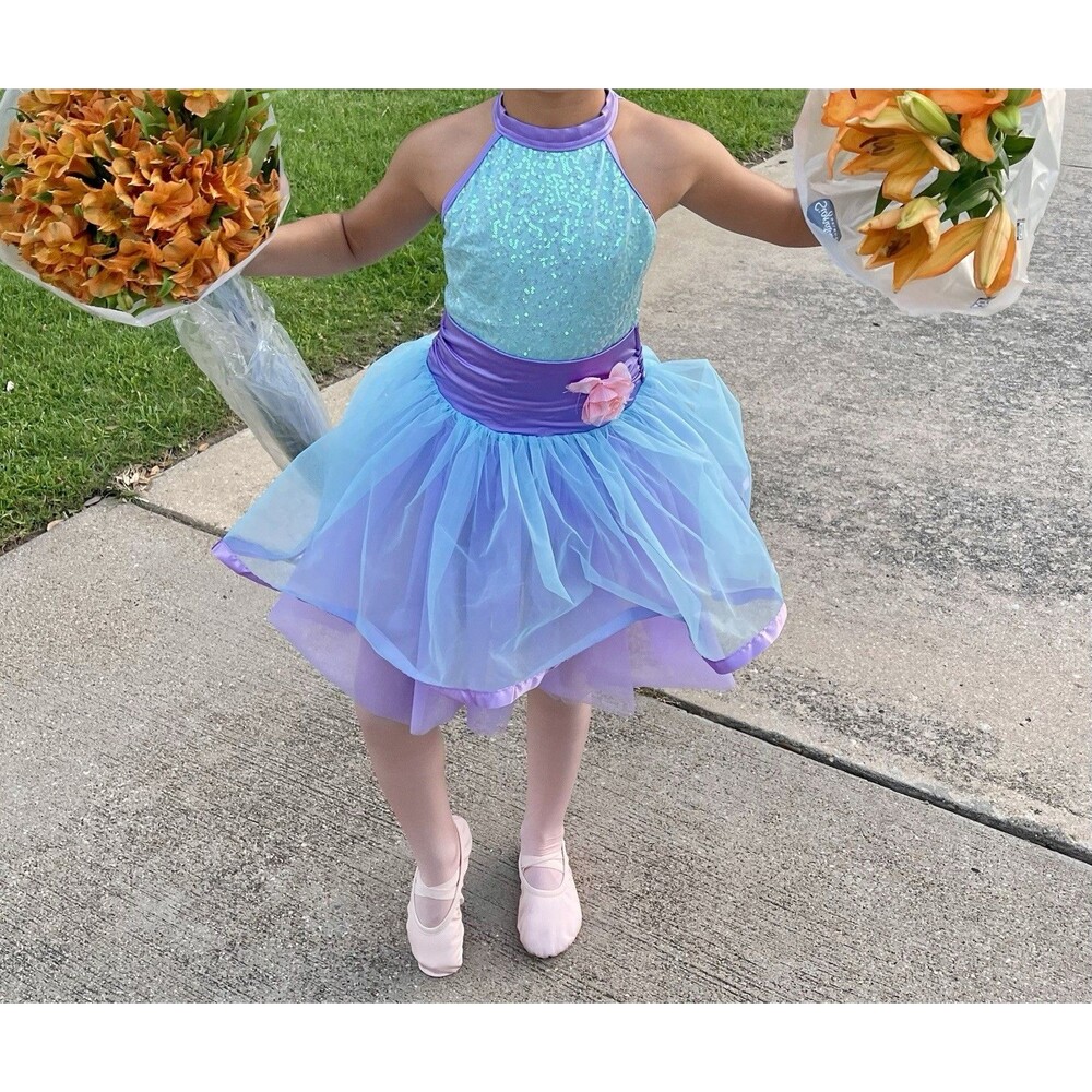 Weissman Multi Color Dance Costume, Tutu Attached And Shorts Size Child Medium
